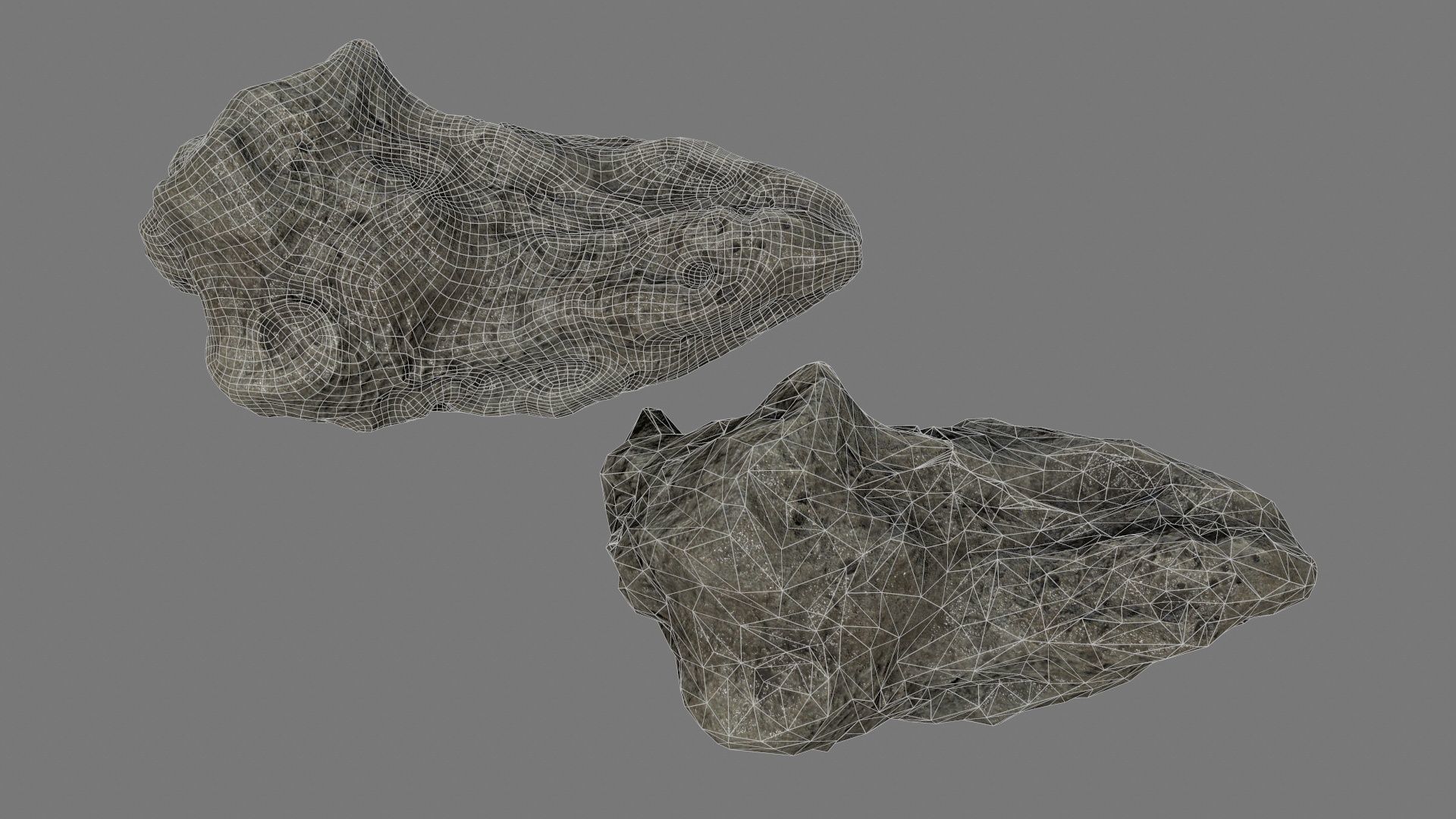 asteroid set rock with holes Low-poly 3D model_49