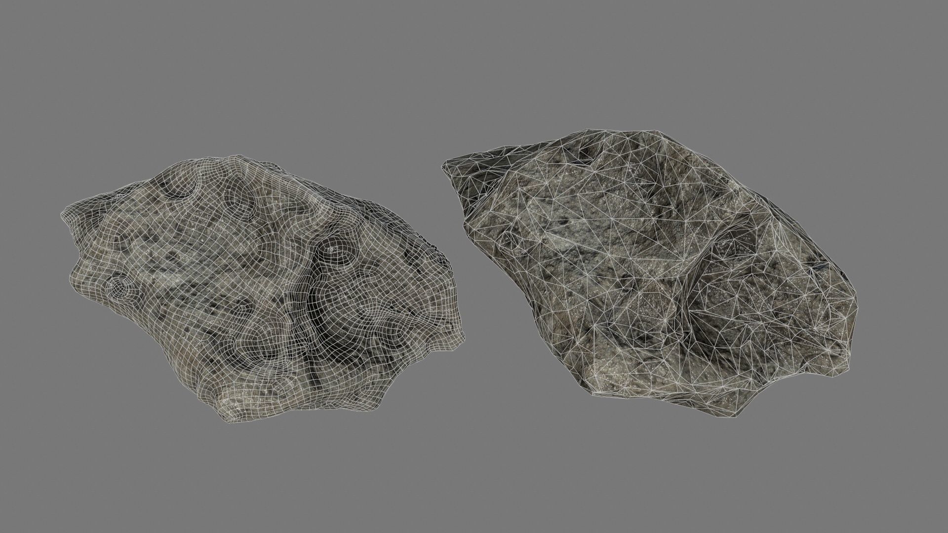 asteroid set rock with holes Low-poly 3D model_42