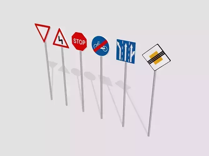 traffic signs Low-poly 3D model