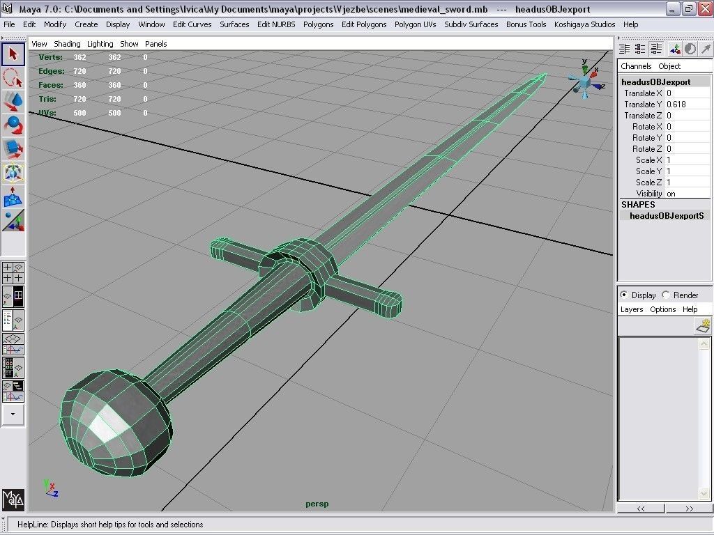 sword Low-poly 3D model_3