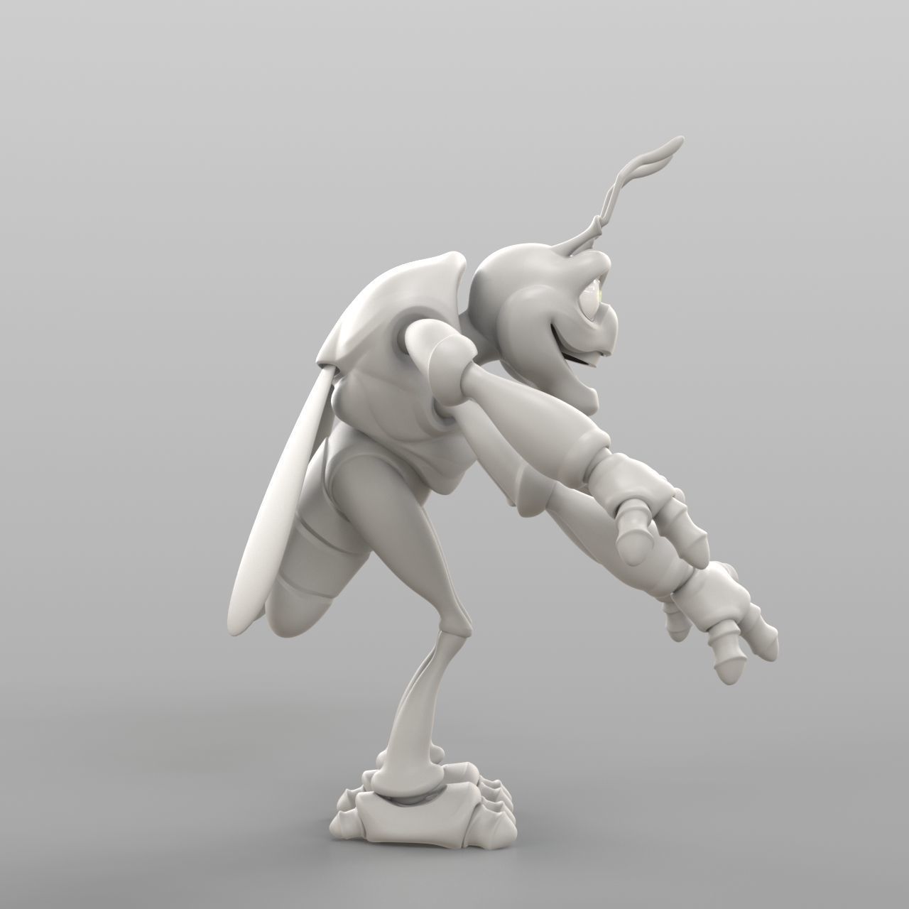 Cartoon Cicada 3D model_2