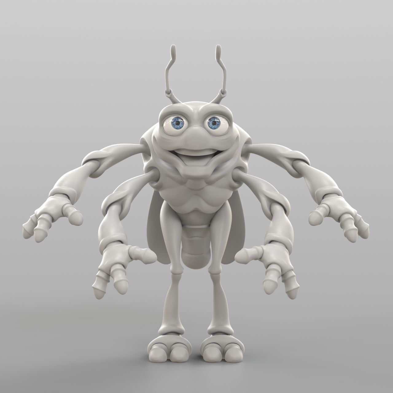 Cartoon Cicada 3D model_1