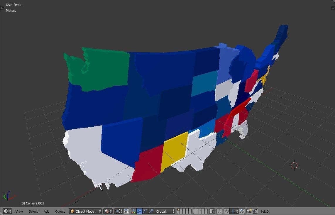 US 3D Map United States of America Continental USA Low-poly 3D model_9