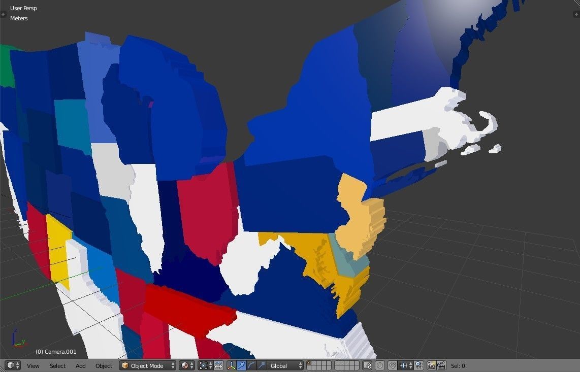 US 3D Map United States of America Continental USA Low-poly 3D model_13