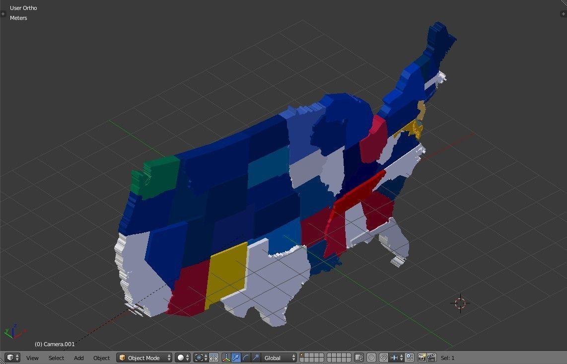US 3D Map United States of America Continental USA Low-poly 3D model_22
