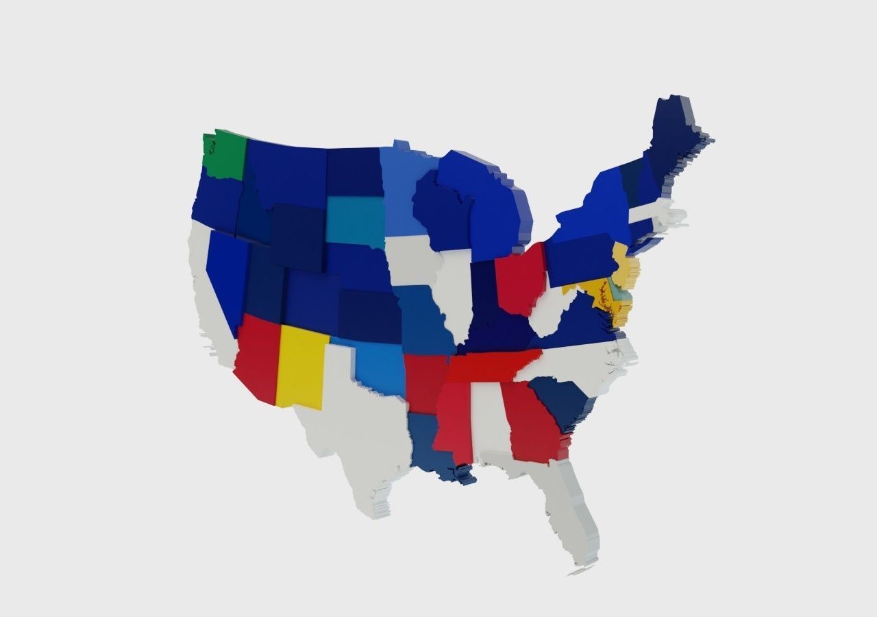 US 3D Map United States of America Continental USA Low-poly 3D model_2
