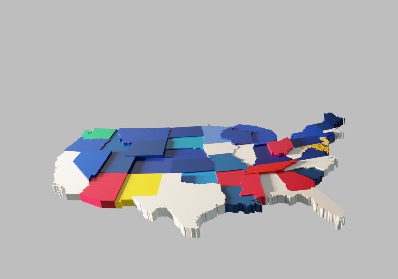 US 3D Map United States of America Continental USA Low-poly 3D model_1