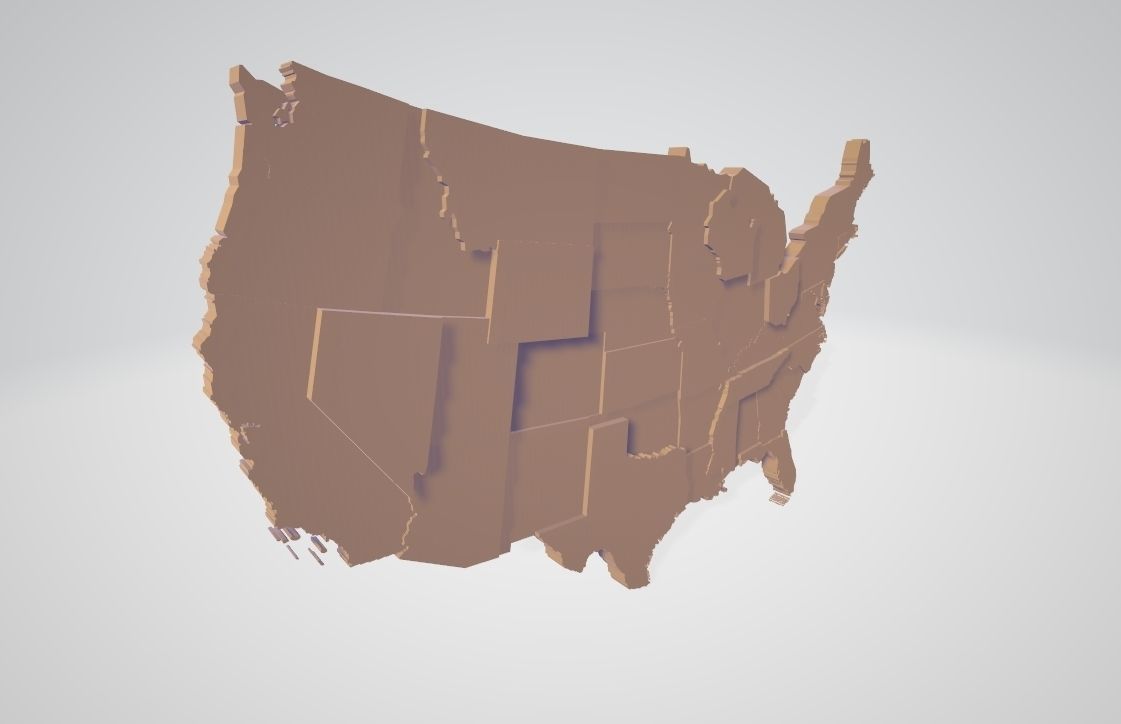 US 3D Map United States of America Continental USA Low-poly 3D model_6