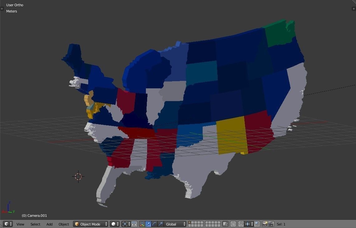 US 3D Map United States of America Continental USA Low-poly 3D model_19