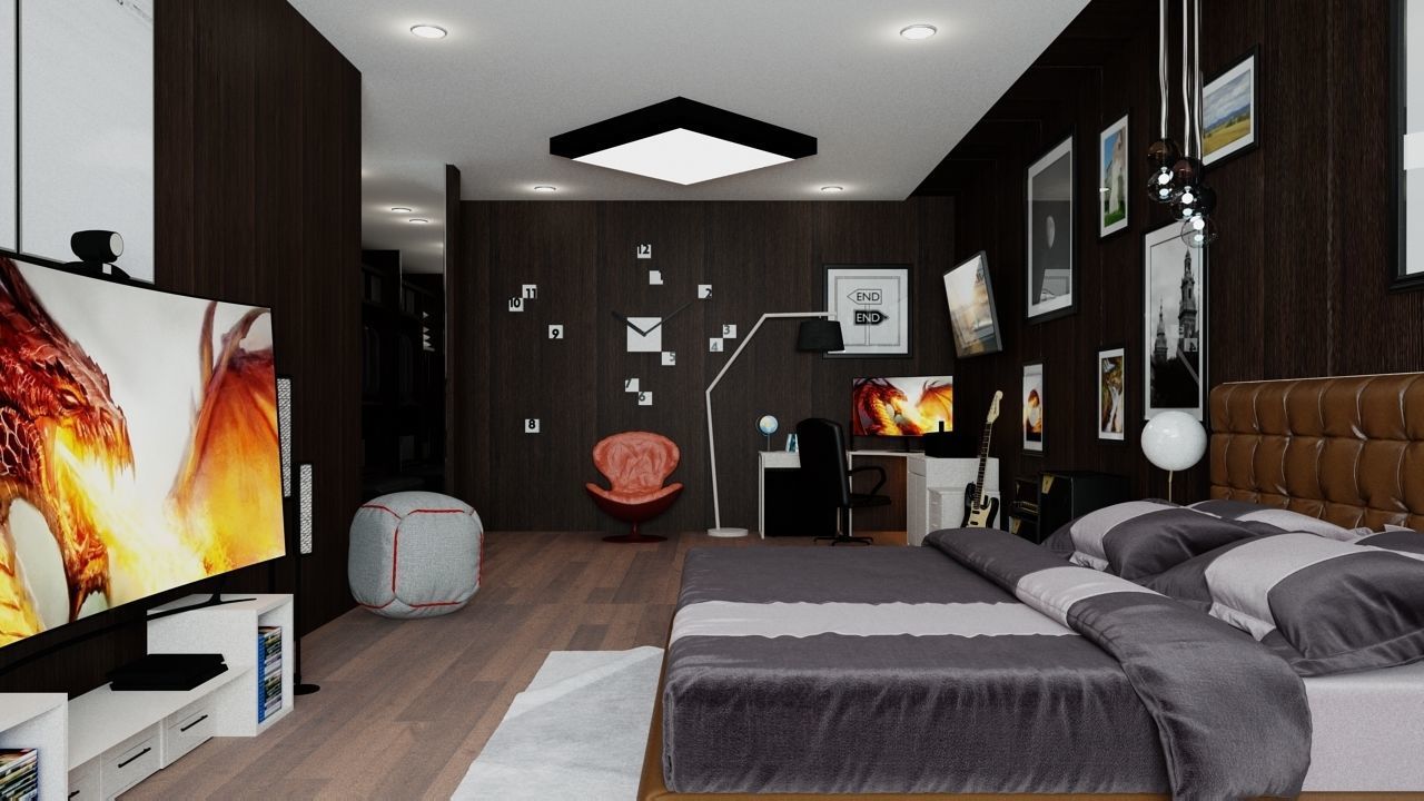Modern Furnished Bedroom 3D model_3