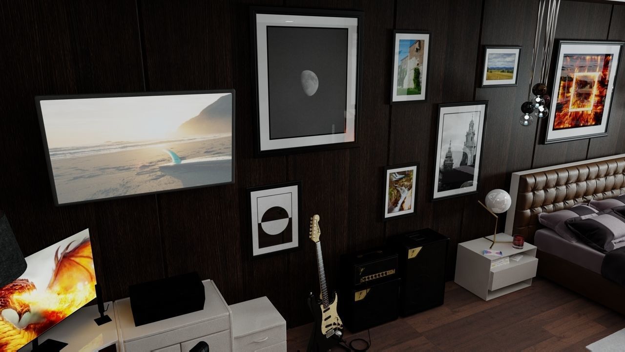 Modern Furnished Bedroom 3D model_10