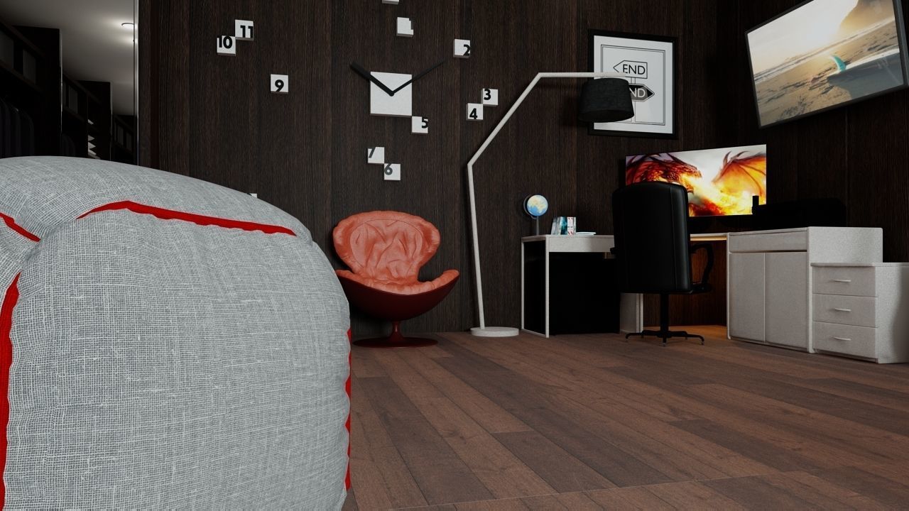 Modern Furnished Bedroom 3D model_6