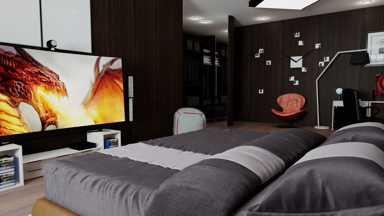 Modern Furnished Bedroom 3D model_8