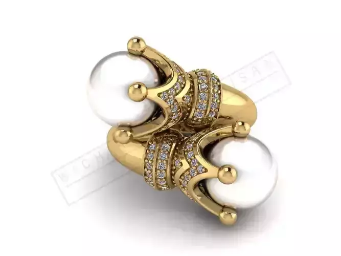 kengkod54 two pearl and diamond earrings gold