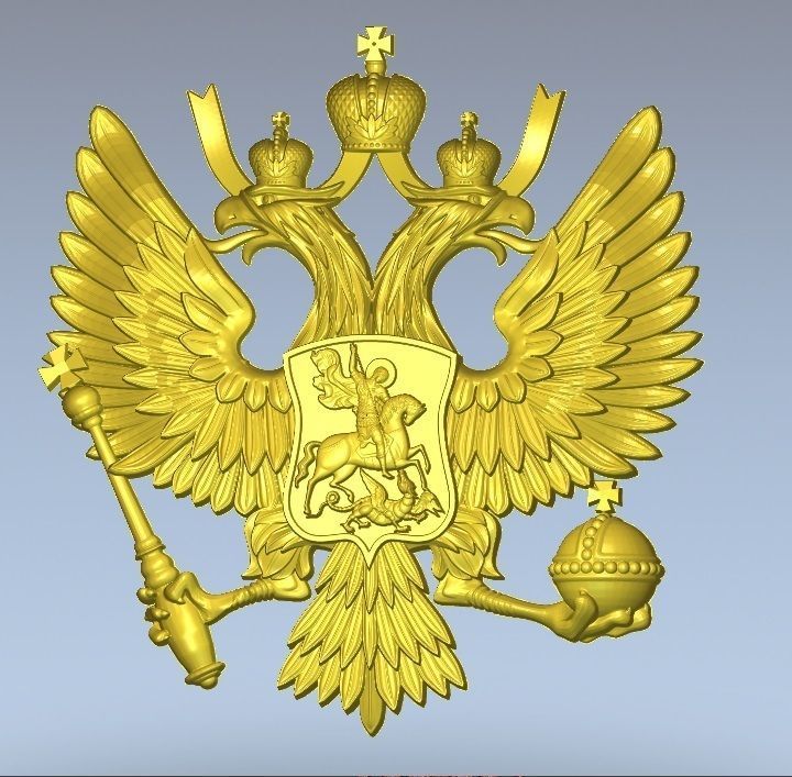  Russian two-headed eagle coat of arms  3D print model_1
