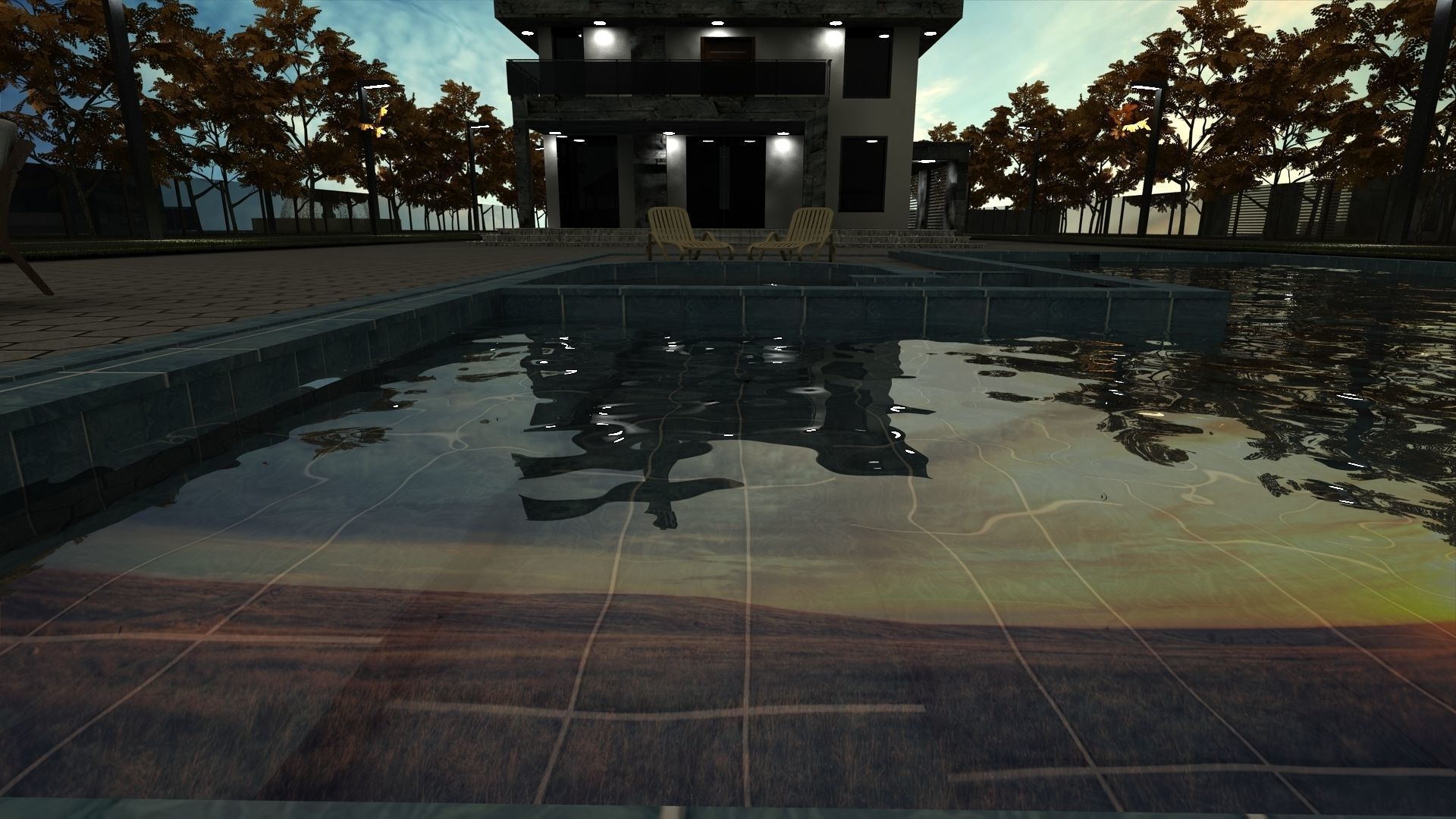 Modern House Exterior Low-poly 3D model_2