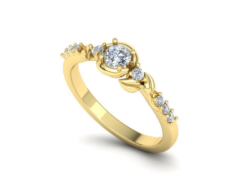 Own design Engagement Paradise Leaves ring Many sizes N0268 3D print model_4