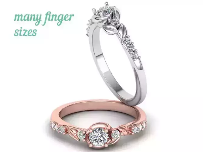 Own design Engagement Paradise Leaves ring Many sizes N0268 3D print model Own design Engagement Paradise Leaves ring Many sizes N0268 3D print model