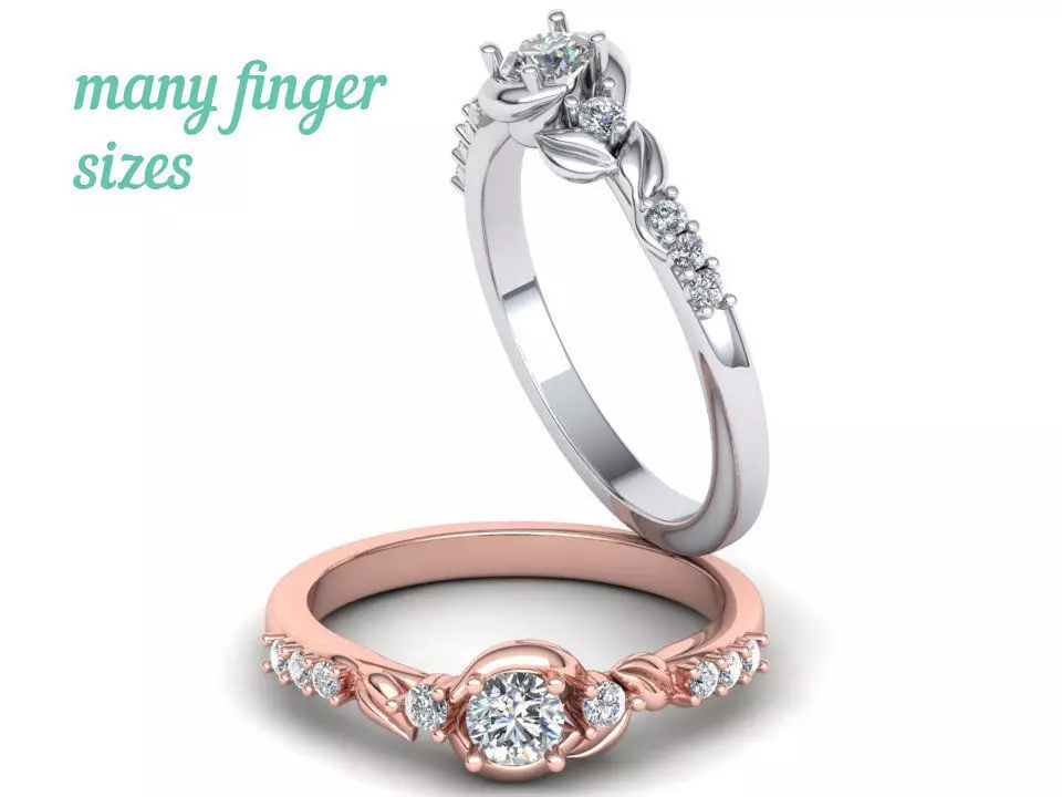 Own design Engagement Paradise Leaves ring Many sizes N0268 3D print model_0