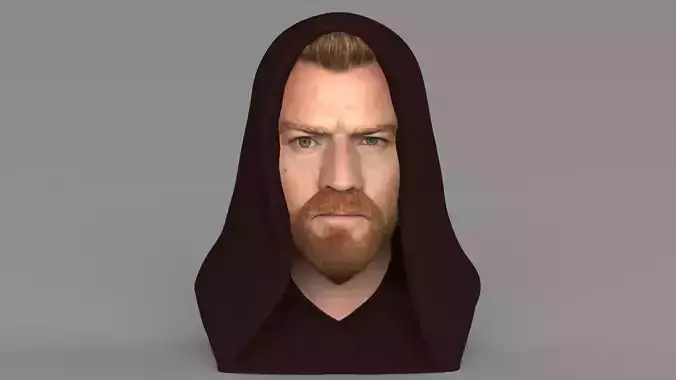 Obi Wan Kenobi Star Wars bust ready for full color 3D printing 3D print model
