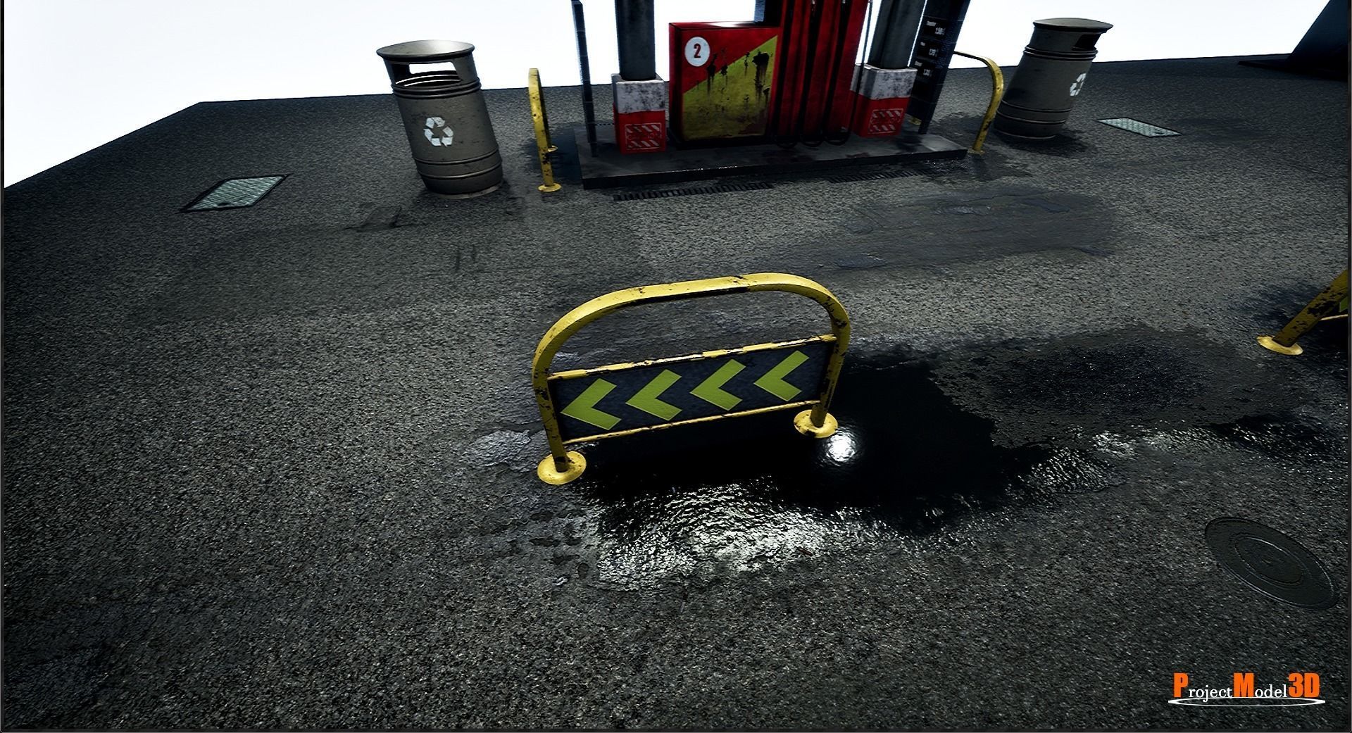 Gas station package UE4-FBX-V01 Low-poly 3D model_8