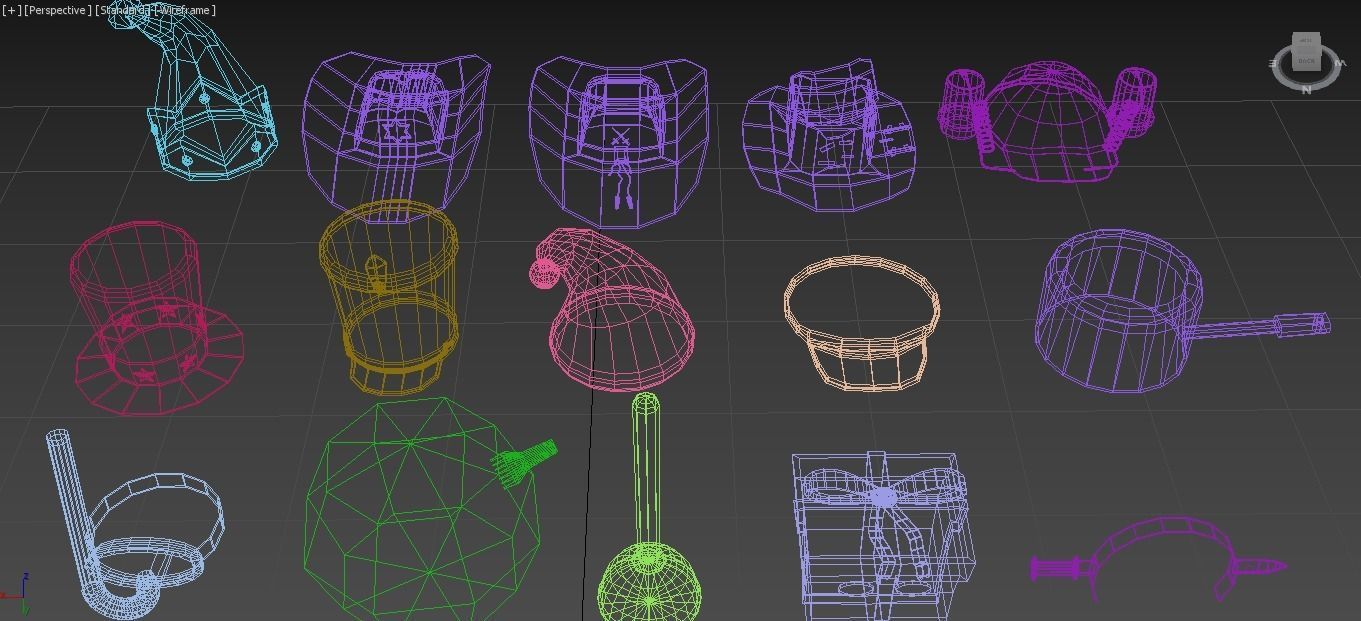 Low Poly Hats 3 pack Low-poly 3D model_5