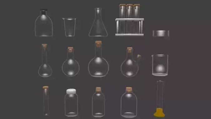  Chemical glassware kit low poly Low-poly 3D model