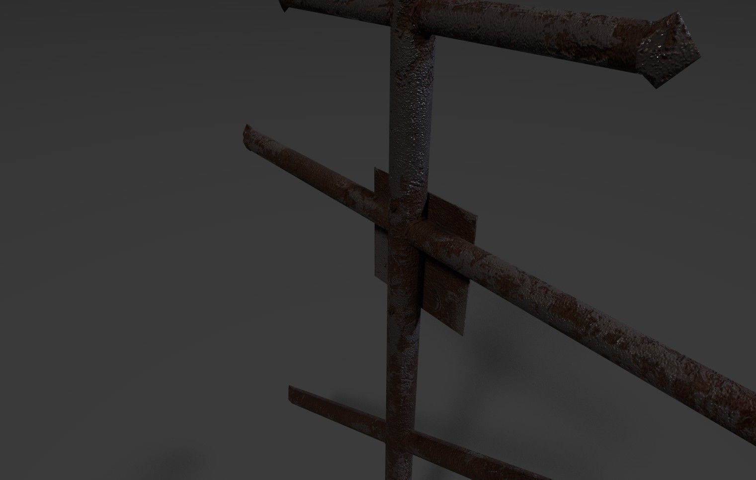 Soviet metal grave cross 3D model_2