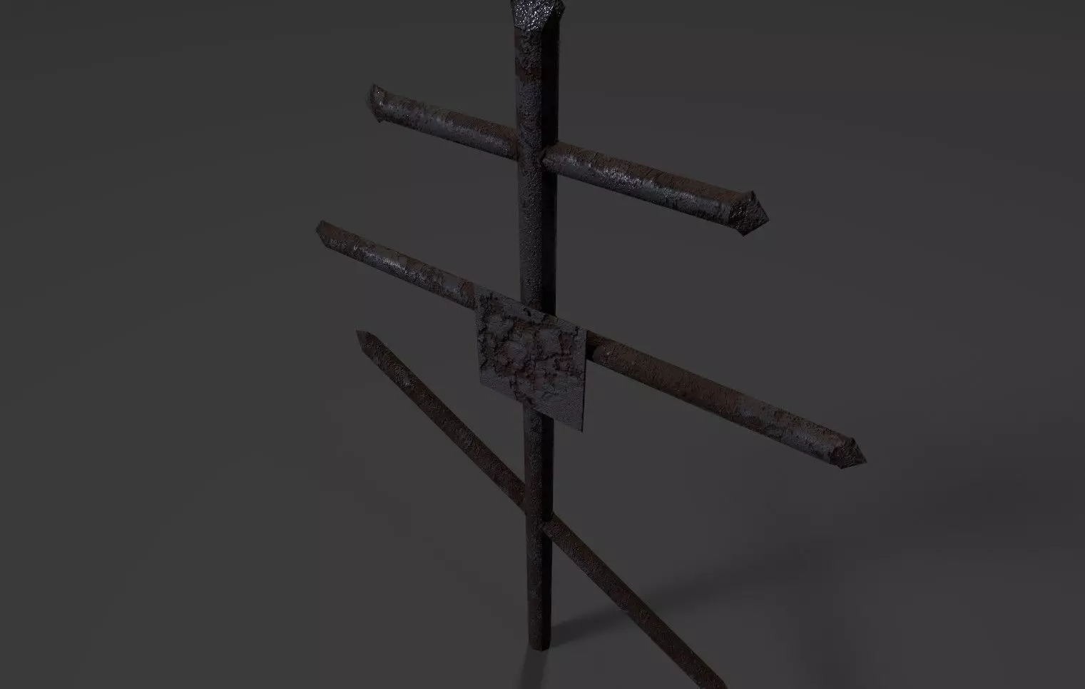 Soviet metal grave cross 3D model_0