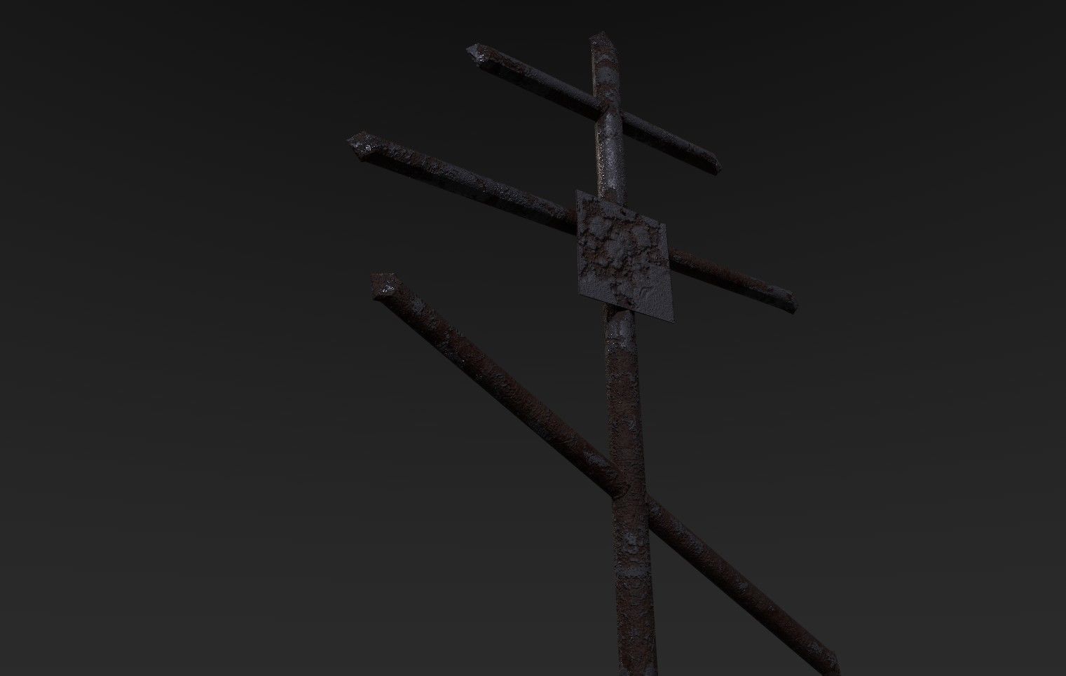 Soviet metal grave cross 3D model_1