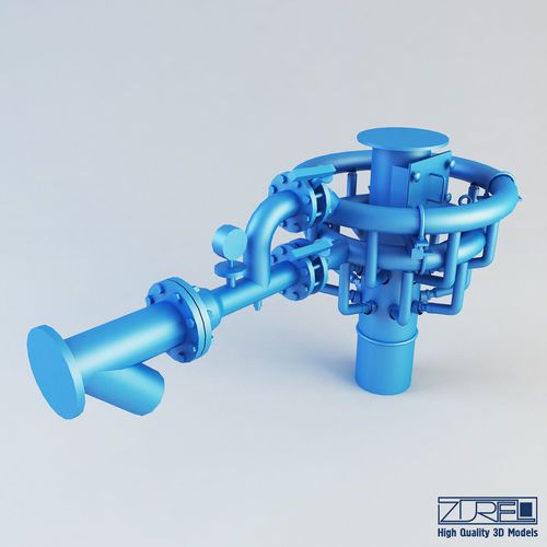 Mixer pipe valve Low-poly 3D model