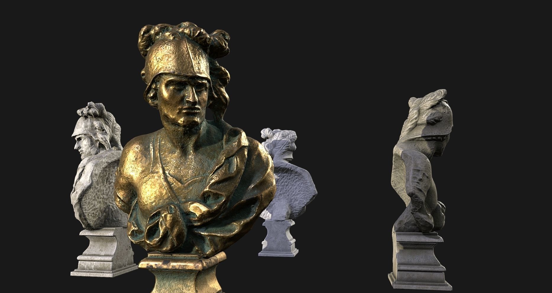 Ancient statue of Mars Low-poly 3D model_1