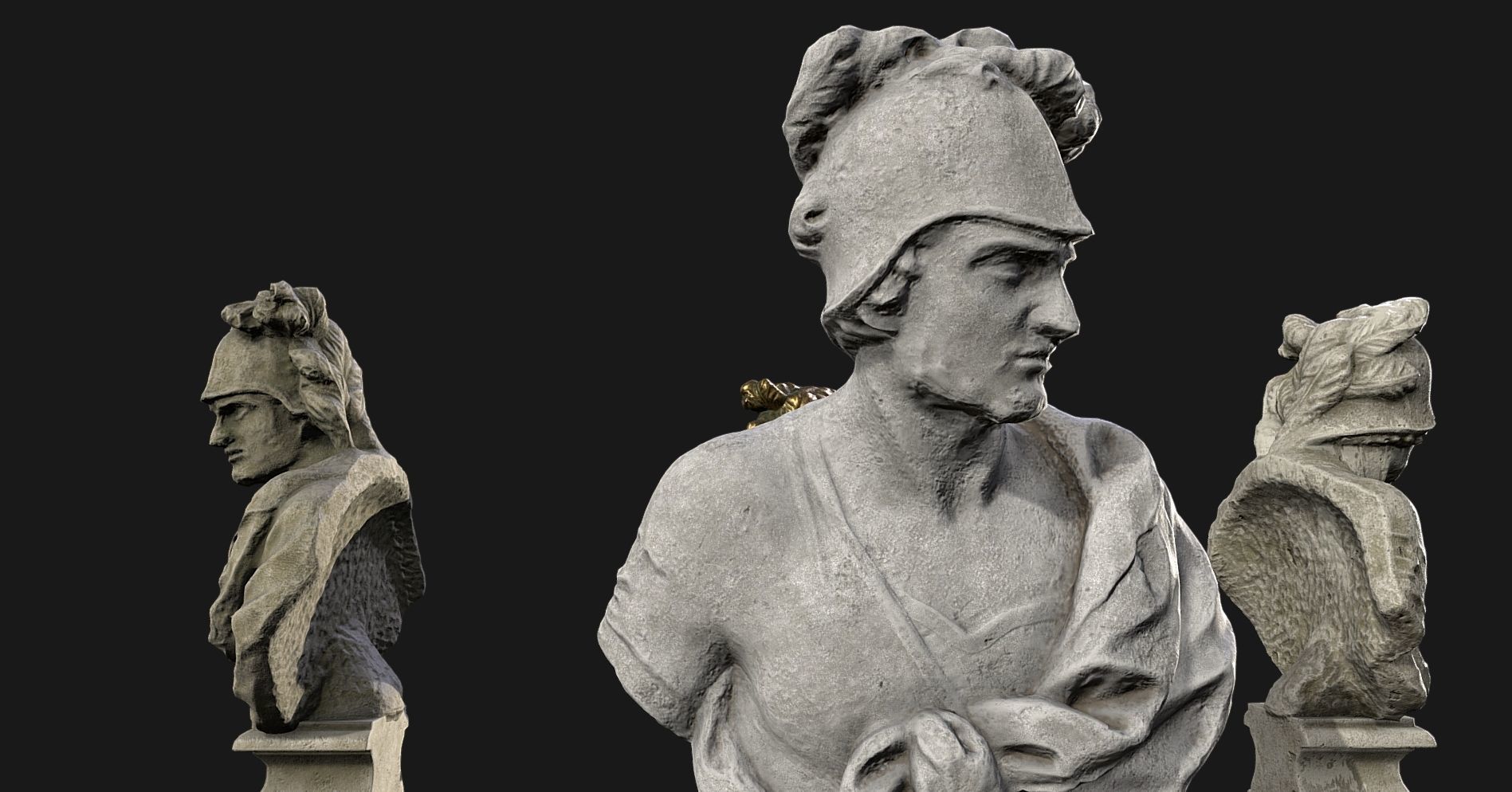 Ancient statue of Mars Low-poly 3D model_4