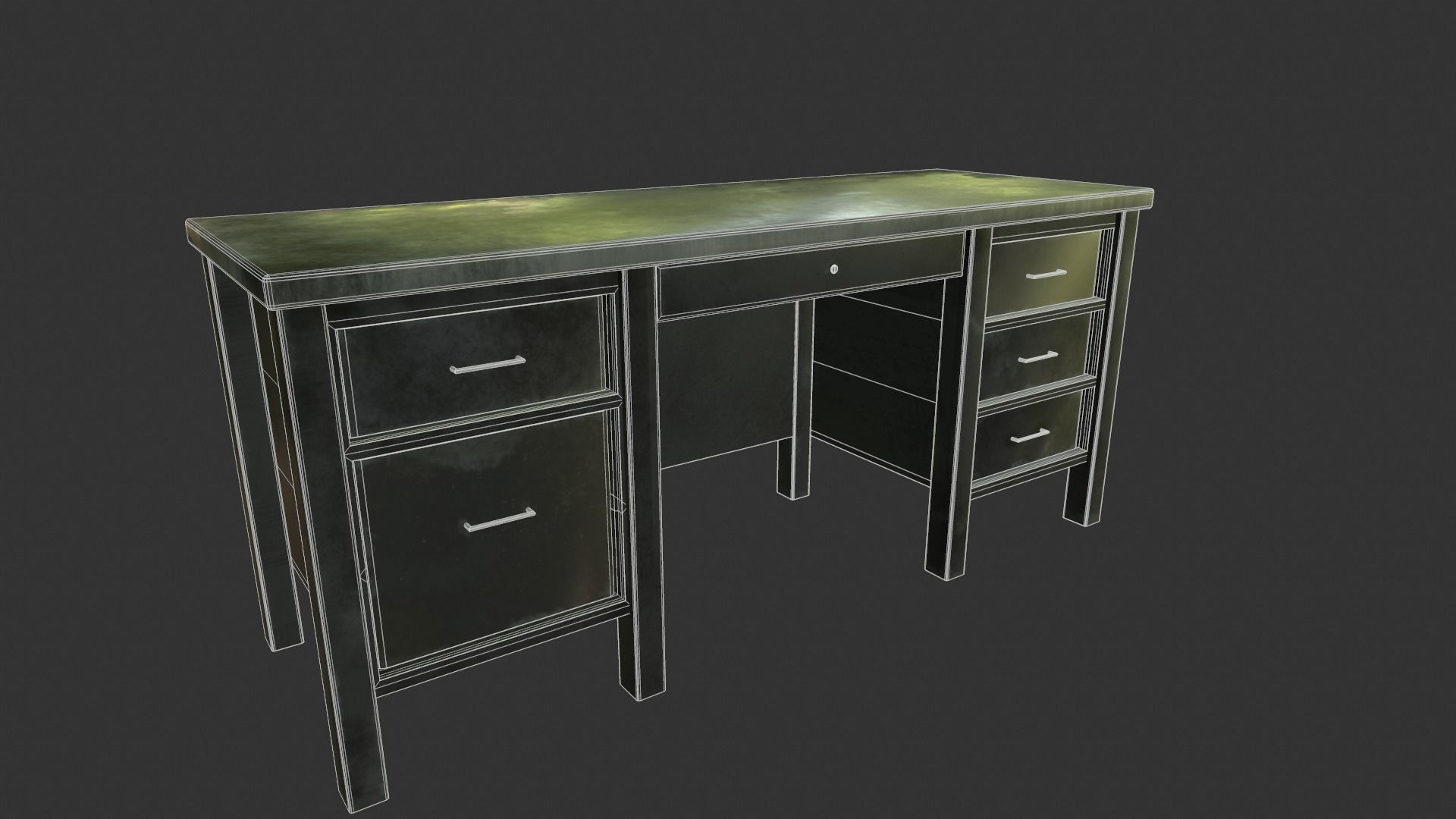 Old Metal Desk 2  Low-poly 3D model_4