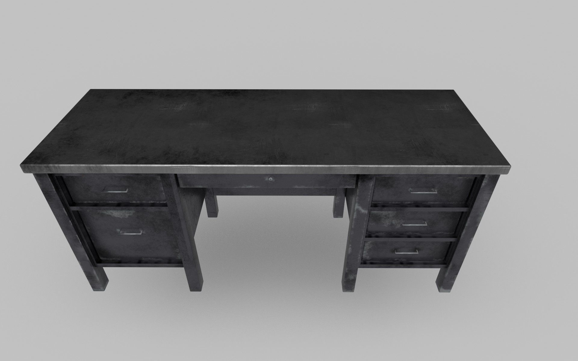 Old Metal Desk 2  Low-poly 3D model_1