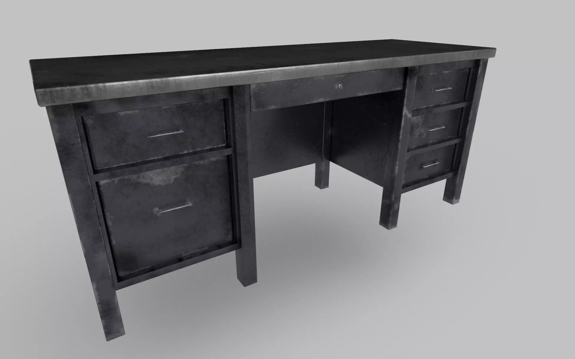 Old Metal Desk 2  Low-poly 3D model_0