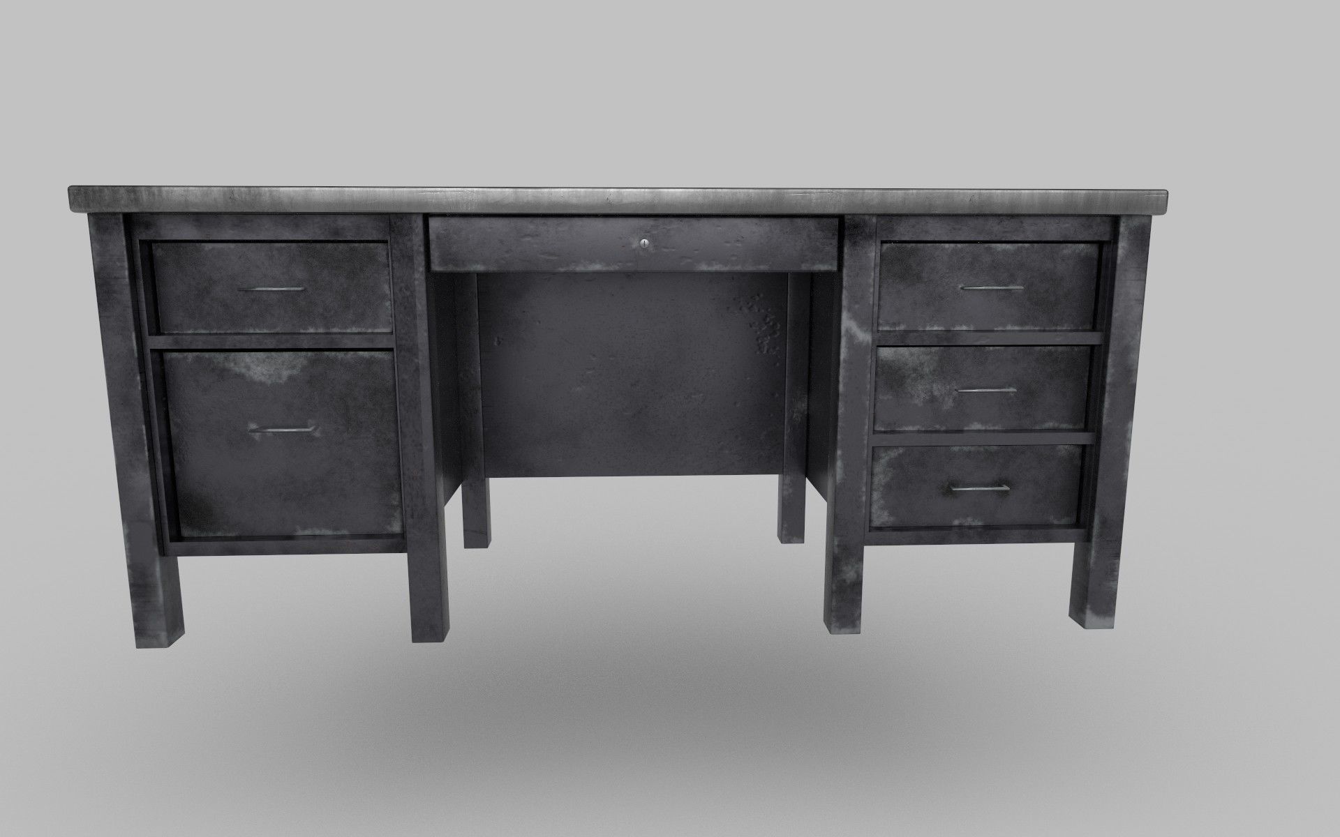 Old Metal Desk 2  Low-poly 3D model_2