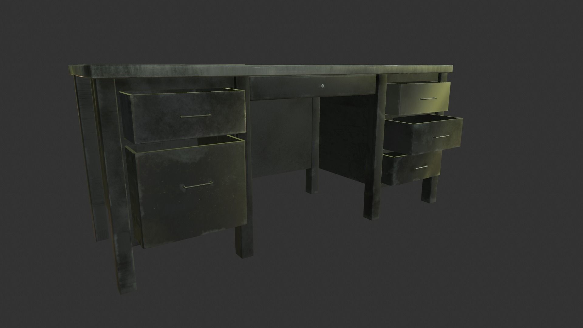Old Metal Desk 2  Low-poly 3D model_3