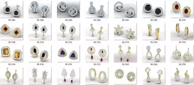 BULK-3DM-With Gems-EARRING 609 Files 3D print model