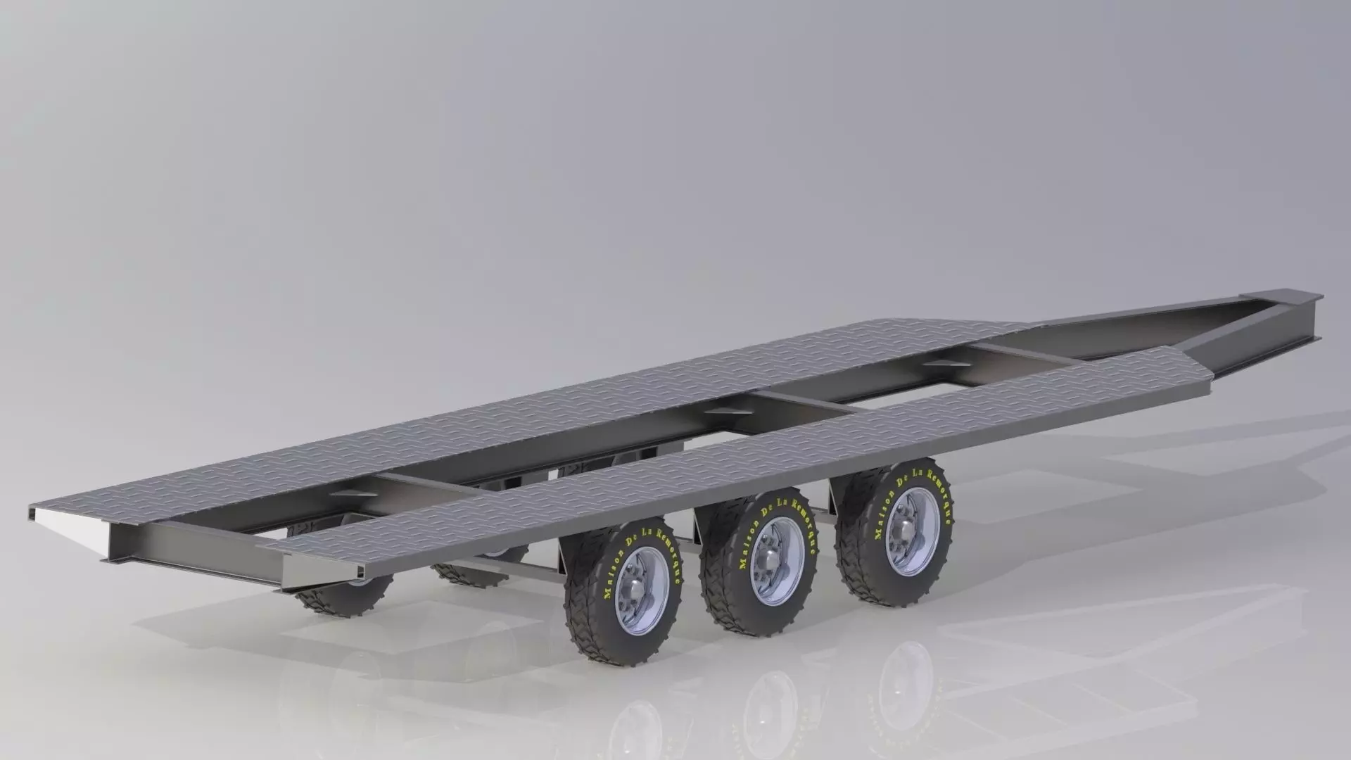Trailer flatbed with wheels Free 3D model