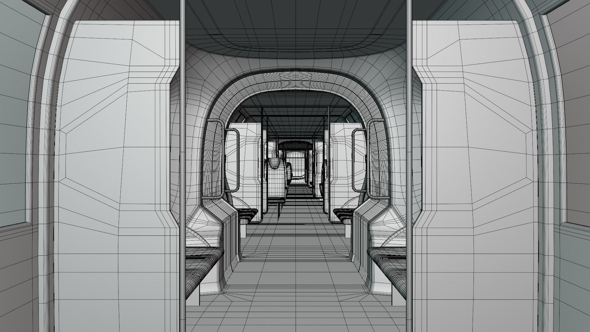 Monorail train with station II 3D model_6