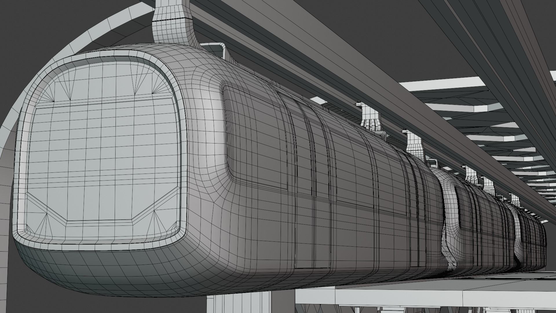 Monorail train with station II 3D model_4