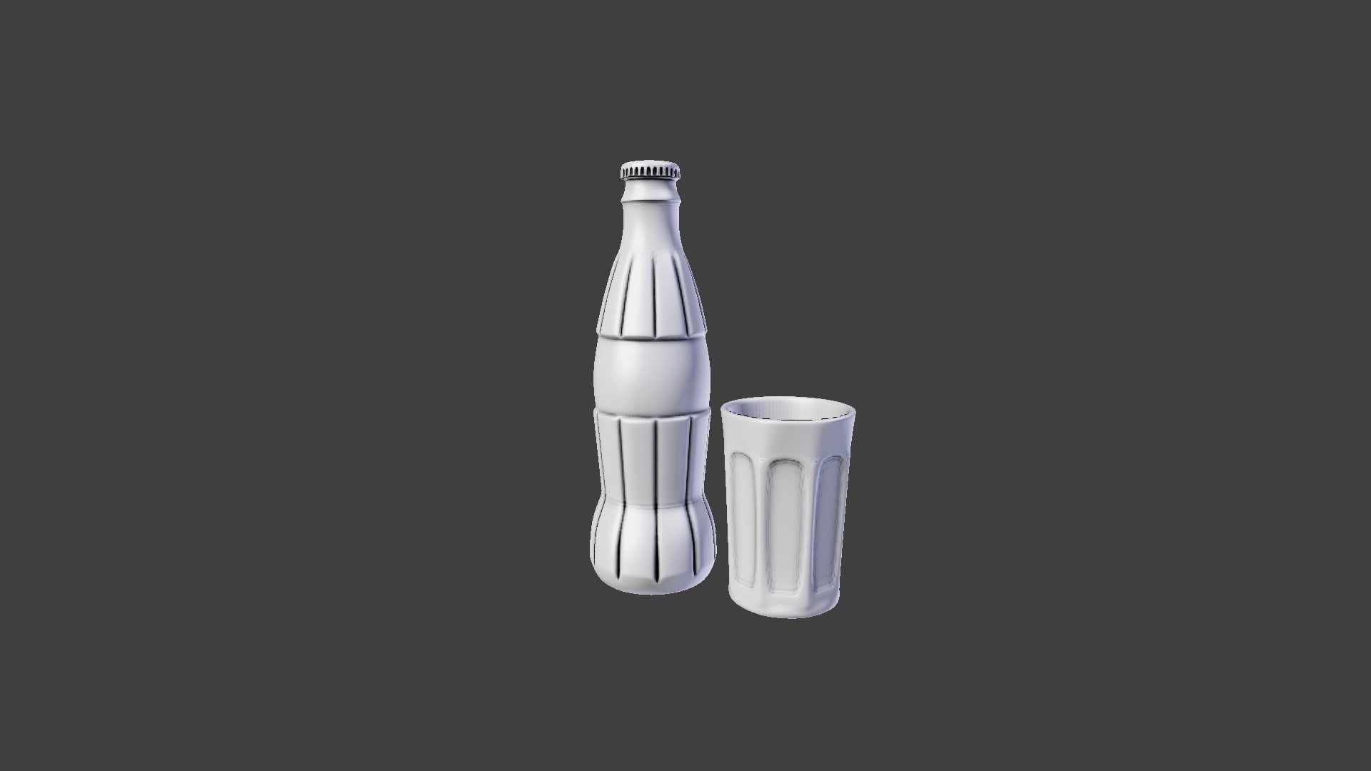 Coca cola bottle and glass 3D model_4