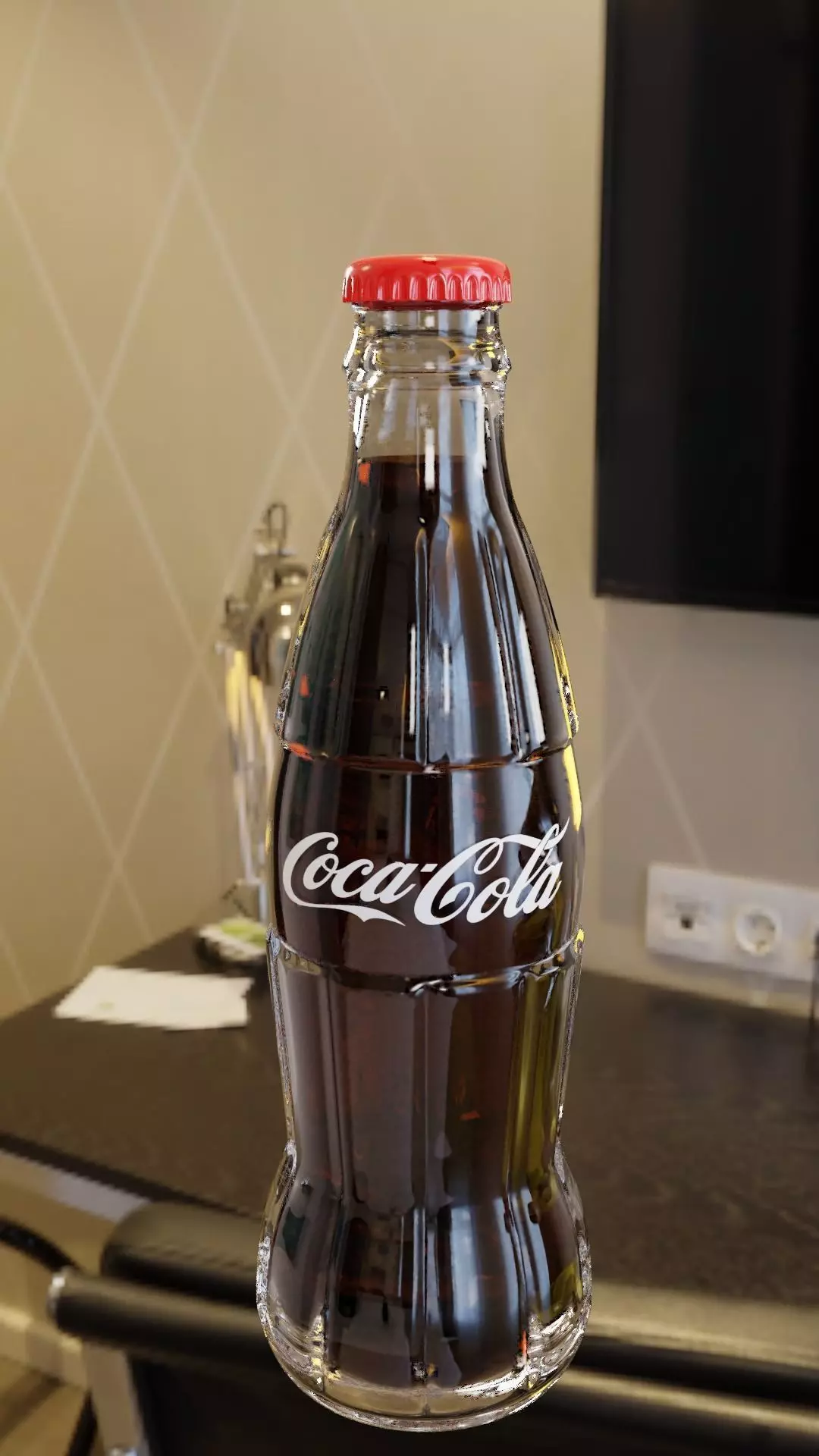 Coca cola bottle and glass 3D model_0