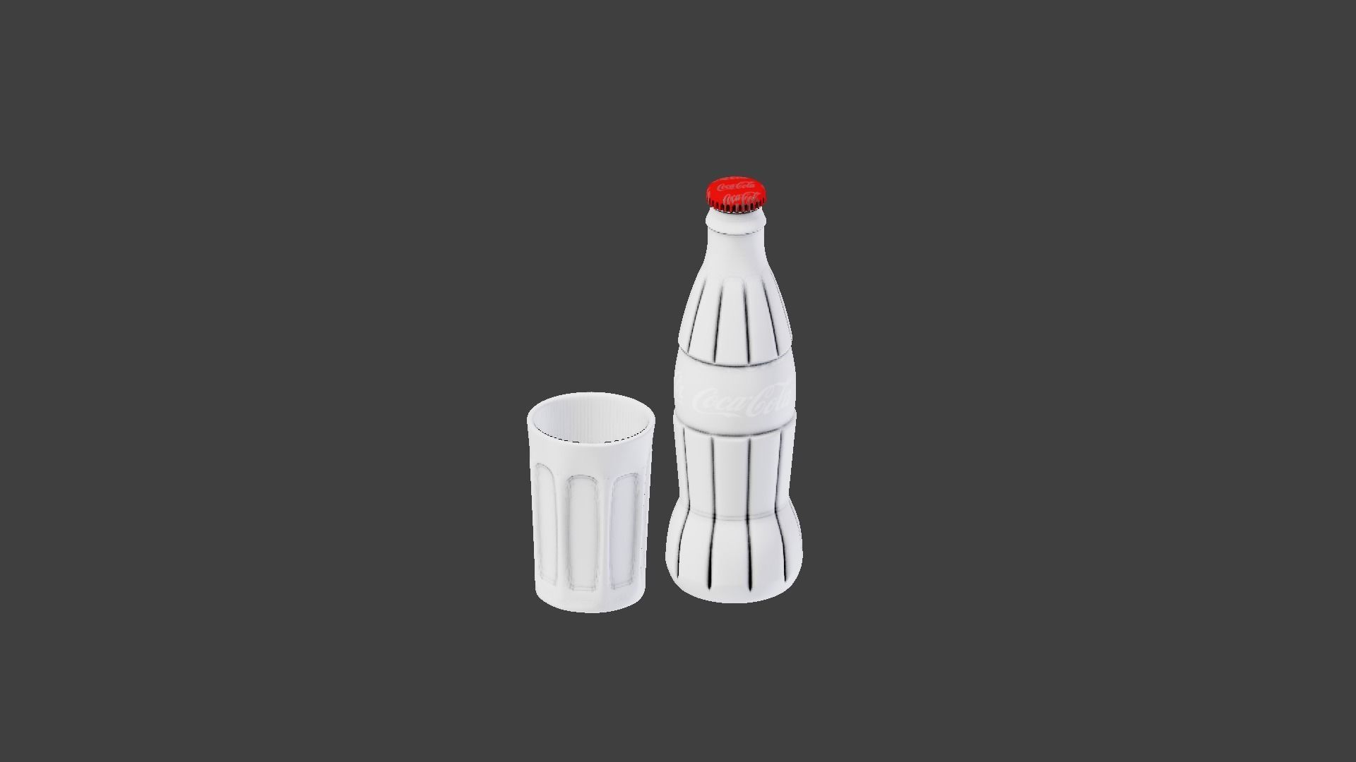 Coca cola bottle and glass 3D model_5