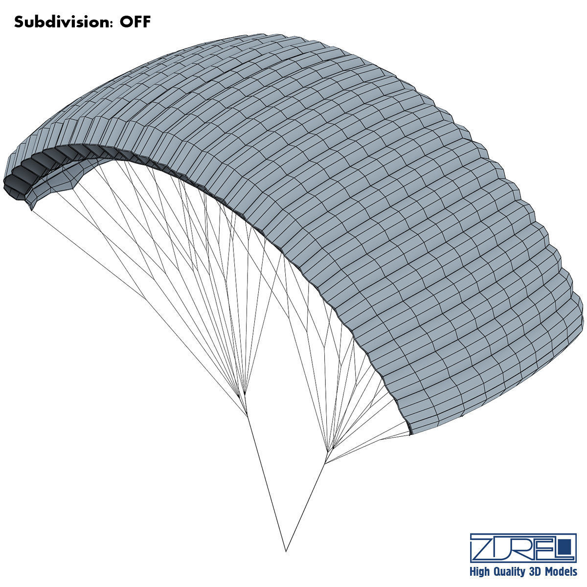 Paraglider v 1 Colorful Parachute 3D model_12