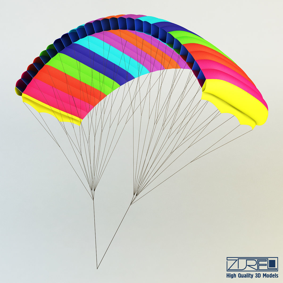 Paraglider v 1 Colorful Parachute 3D model_2
