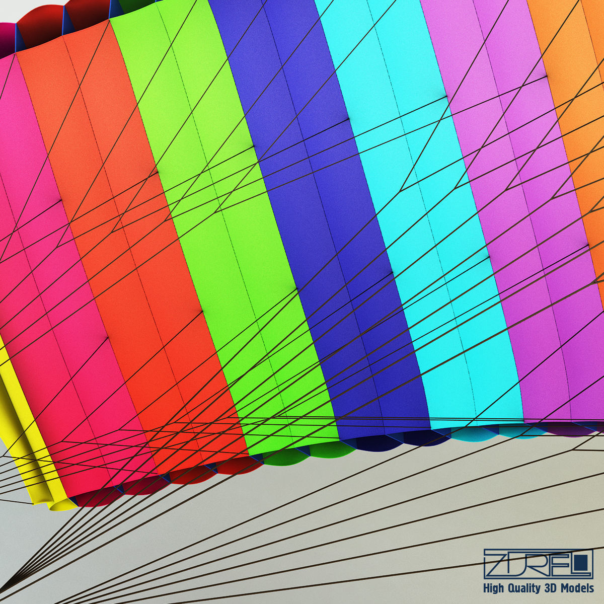 Paraglider v 1 Colorful Parachute 3D model_8