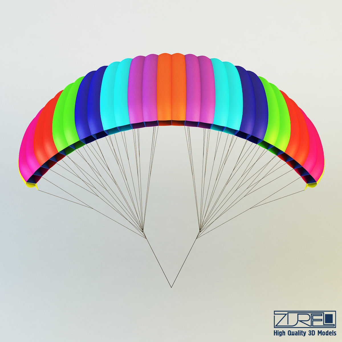 Paraglider v 1 Colorful Parachute 3D model_5