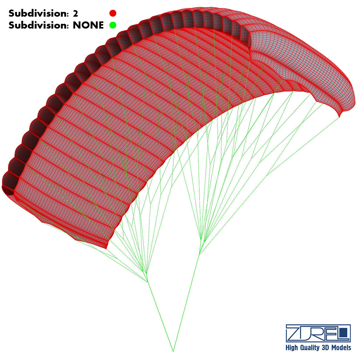 Paraglider v 1 Colorful Parachute 3D model_19